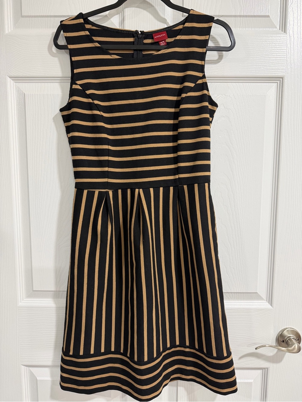 Merona Black and Tan Striped Fit & Flare Dress